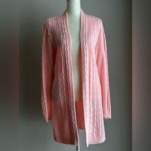 Karen Scott Light Pink Cable Knit Open-Front Cardigan Size Large